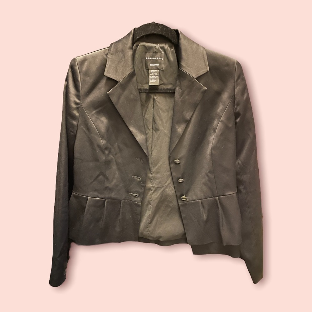Black Doncaster collection pleated blazer